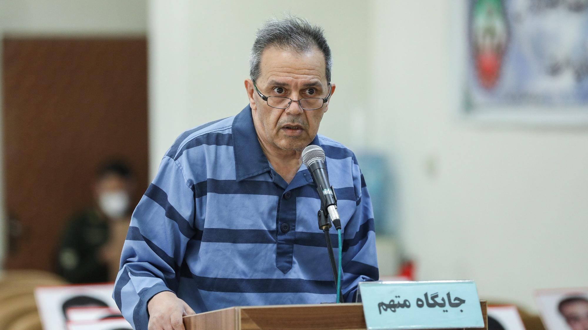 Deutsch-Iraner Djamshid Sharmahd in einem Teheraner Revolutionsgericht.