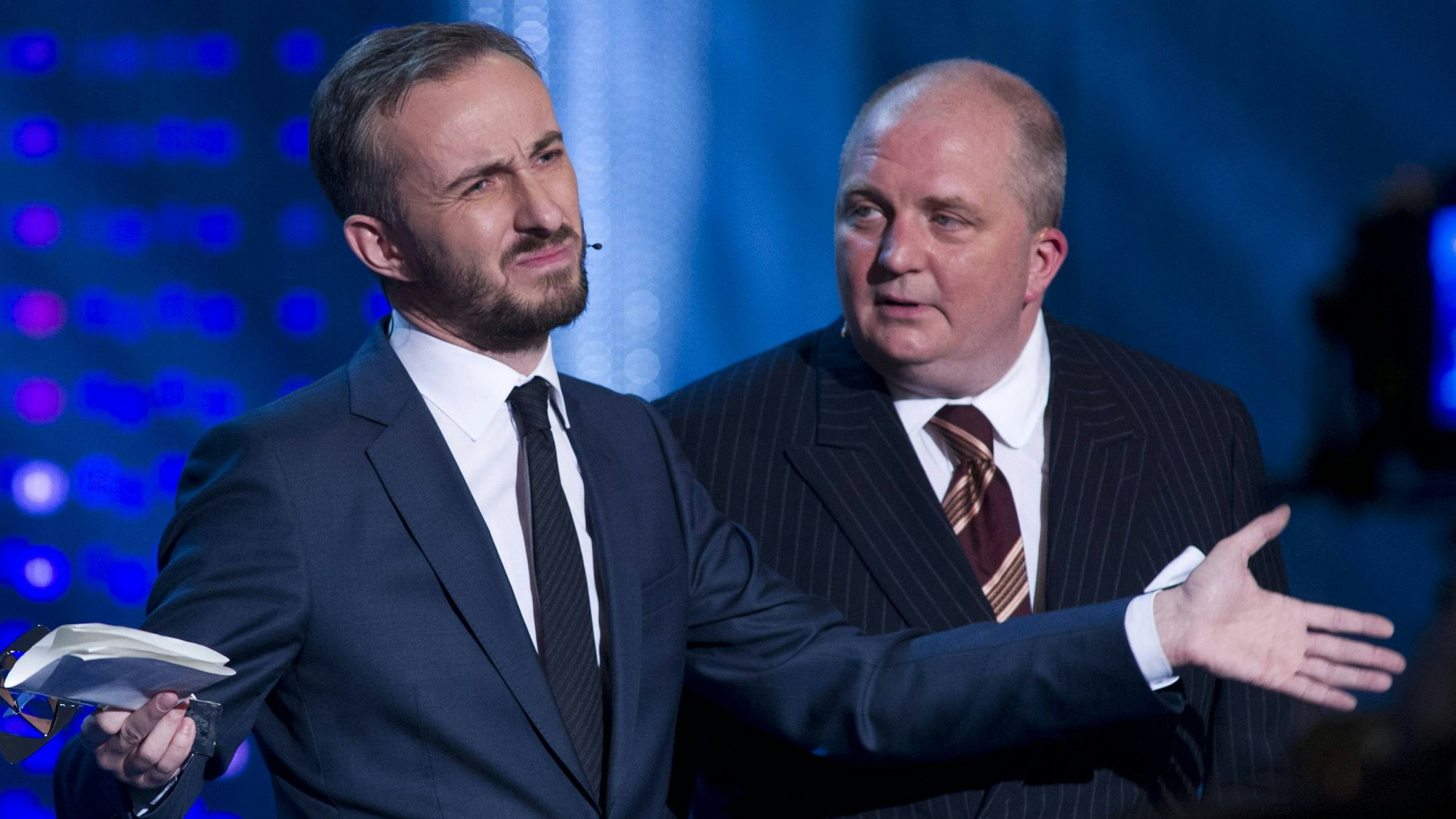 Vor Jahren gemeinsam auf der Bühne: Jan Böhmermann (l.) und Jörg Thadeusz bei der Verleihung des Adolf-Grimme-Preises im Jahr 2017.