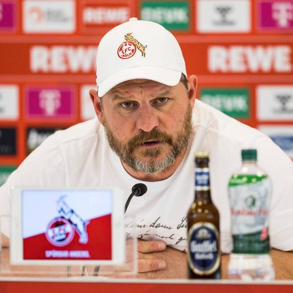 FC-Trainer Steffen Baumgart auf der Pressekonferenz vor dem Spiel gegen den SC Freiburg.