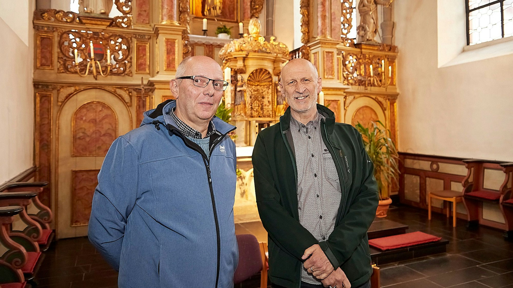 Den Wiederaufbau der Kirche verantworten Harald Steffen und Michael Göbgen.