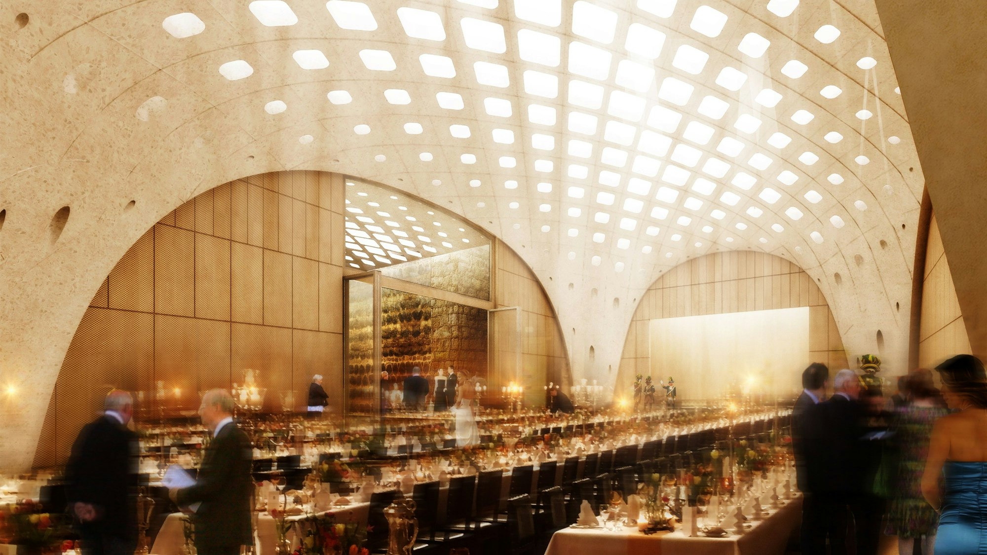 Die Visualisierung zeigt den geplanten unterirdischen Saal unter dem Rudolfplatz.