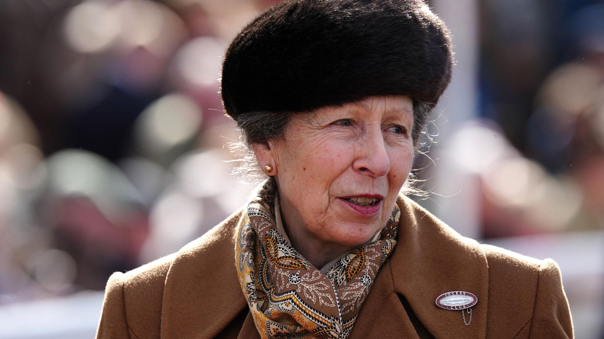 Die britische Prinzessin Anne am ersten Tag des Cheltenham Festivals auf der Pferderennbahn.