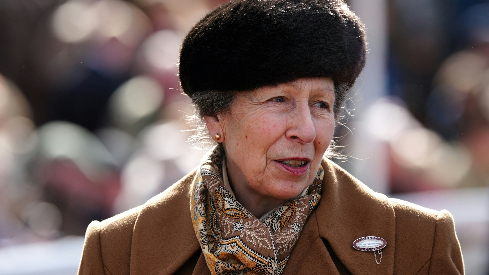 Die britische Prinzessin Anne am ersten Tag des Cheltenham Festivals auf der Pferderennbahn.