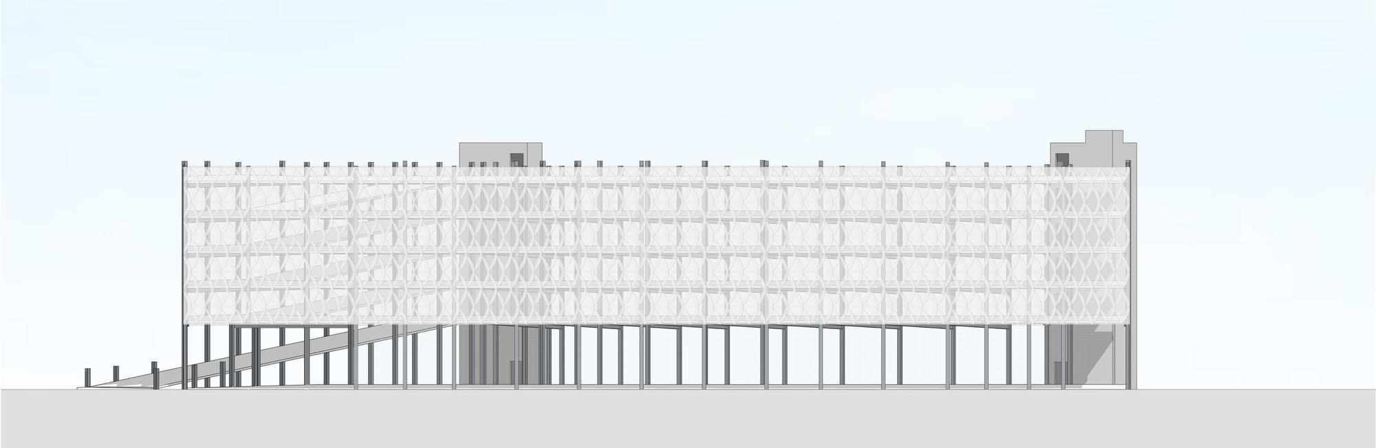 Es ist eine Grafik zur Planung für eine Hochgarage auf dem Betriebsgelände Fahrzeugtechnik Kohr zu sehen.