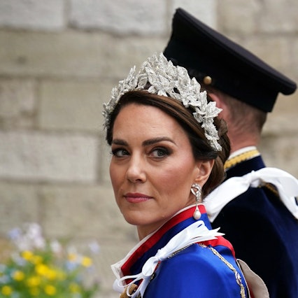 William, Prinz von Wales, und Kate, Prinzessin von Wales, bei ihrer Ankunft in der Westminster Abbey vor der Krönungszeremonie von König Charles III. und Königsgemahlin Camilla.