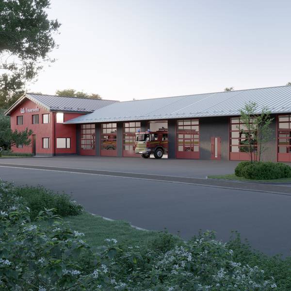 Die Grafik zeigt, wie das neue Feuerwehrgerätehaus in Bomig aussehen soll.