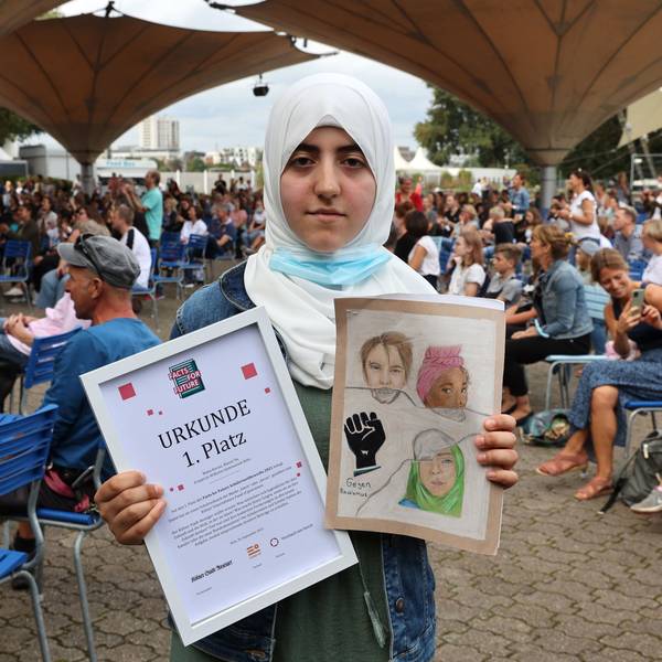 Eine Siegerin beim „Facts for Future“-Wettbewerb im Tanzbrunnen im September 2021