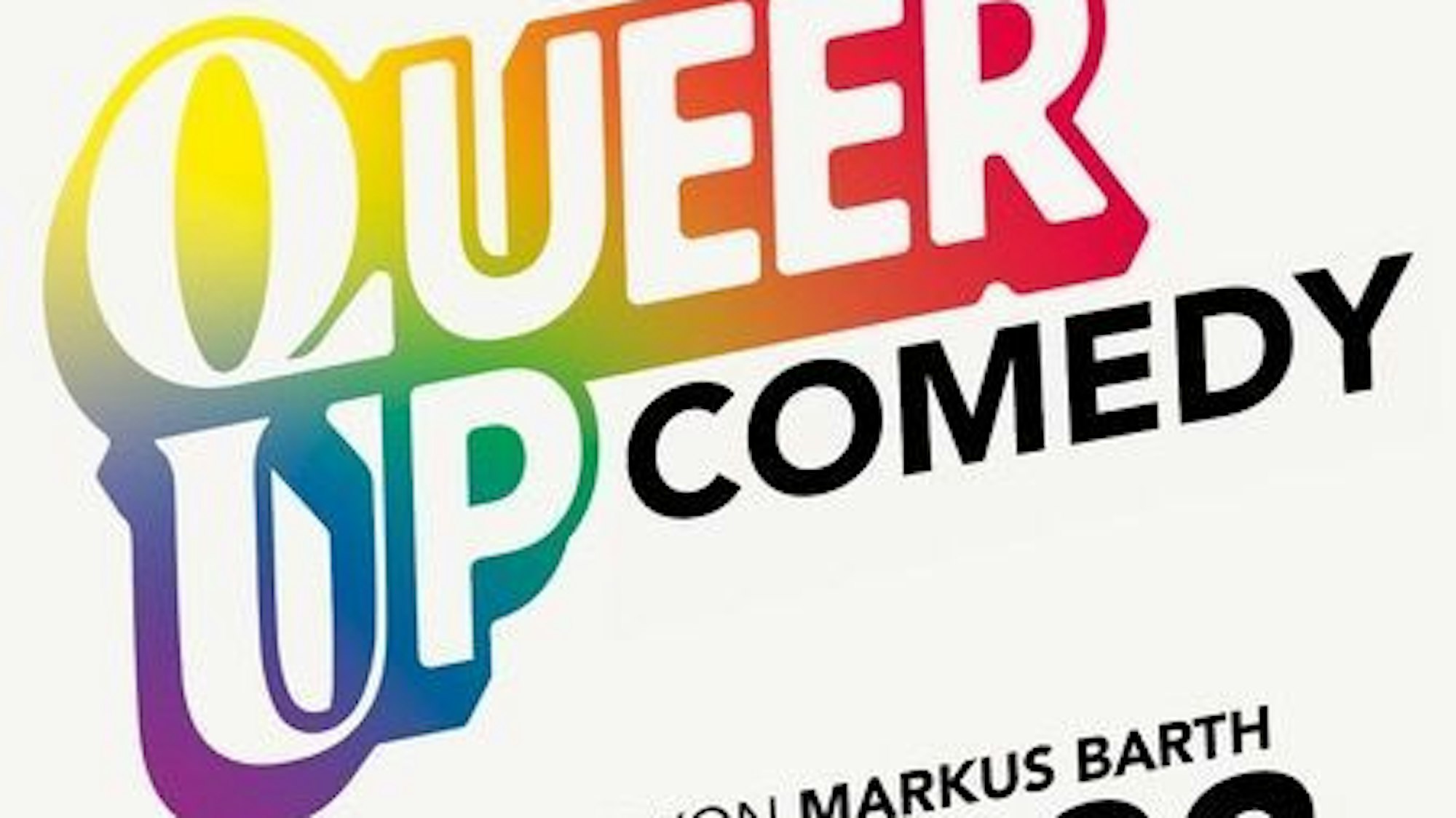 Veranstaltungsplakat mit Regenbogen-Schrift