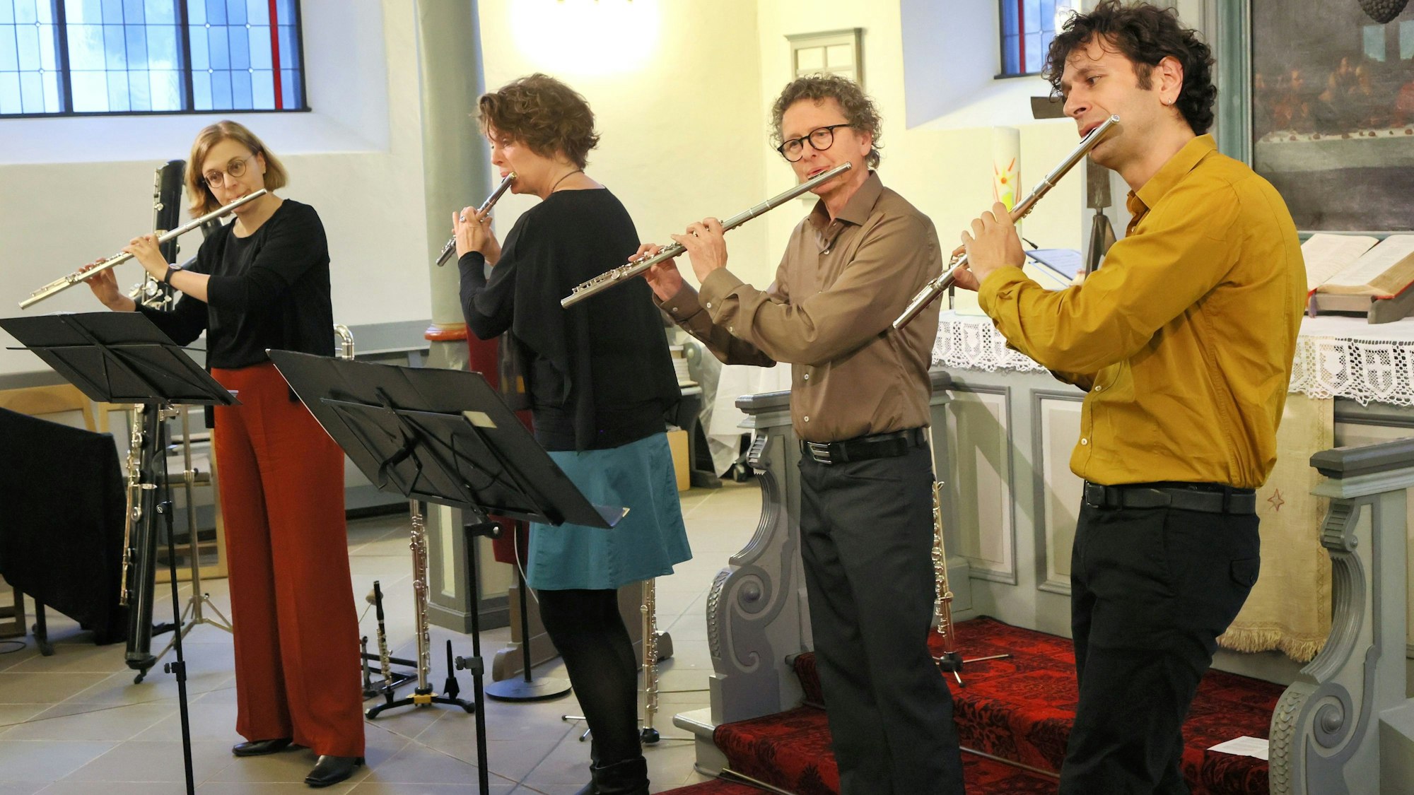 Leichlingen Auftakt Witzheldener Sommerserenaden Querflötenquartett " VerQuer".
Foto: Michael Wand