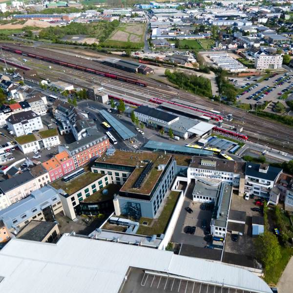 Die Euskirchener Innenstadt aus der Luft.