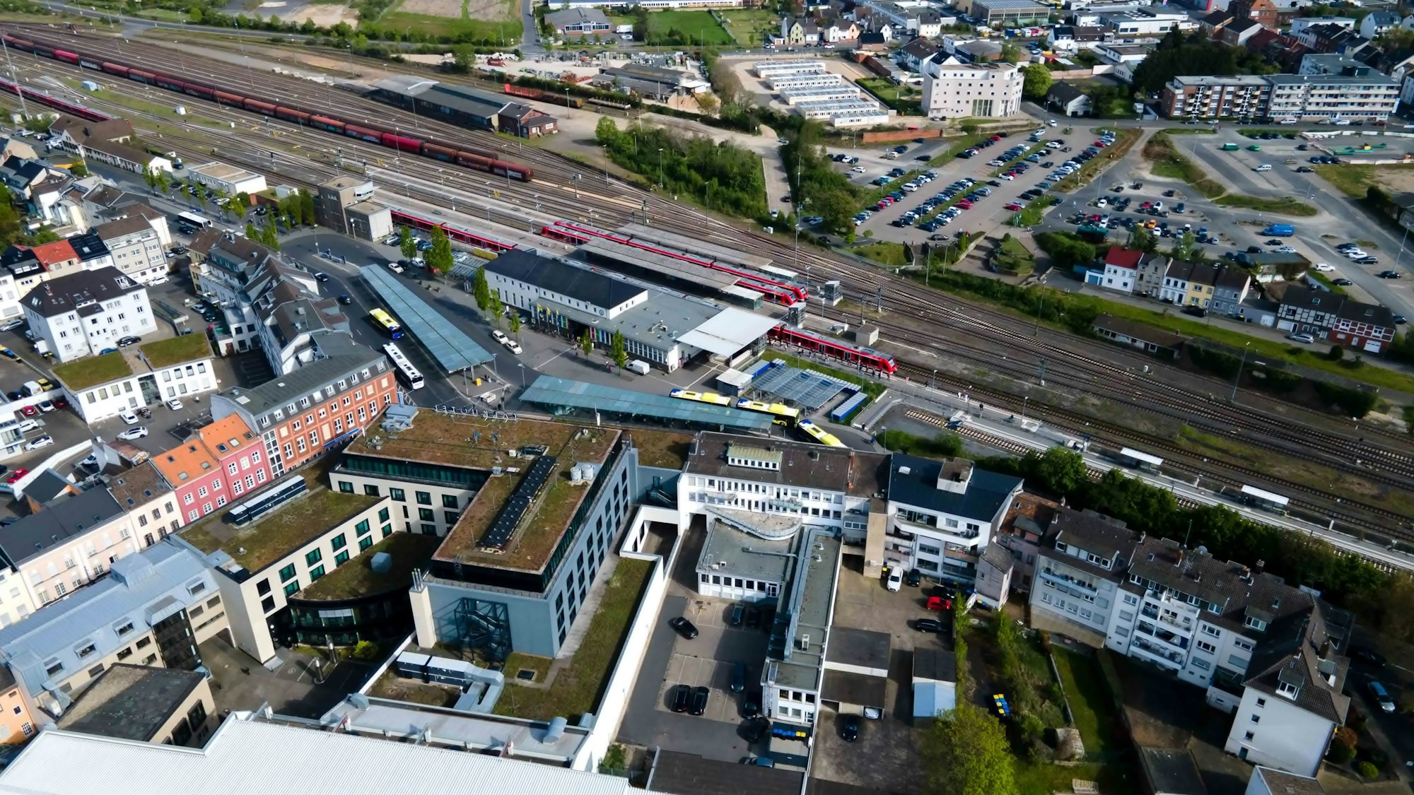 Die Euskirchener Innenstadt aus der Luft.
