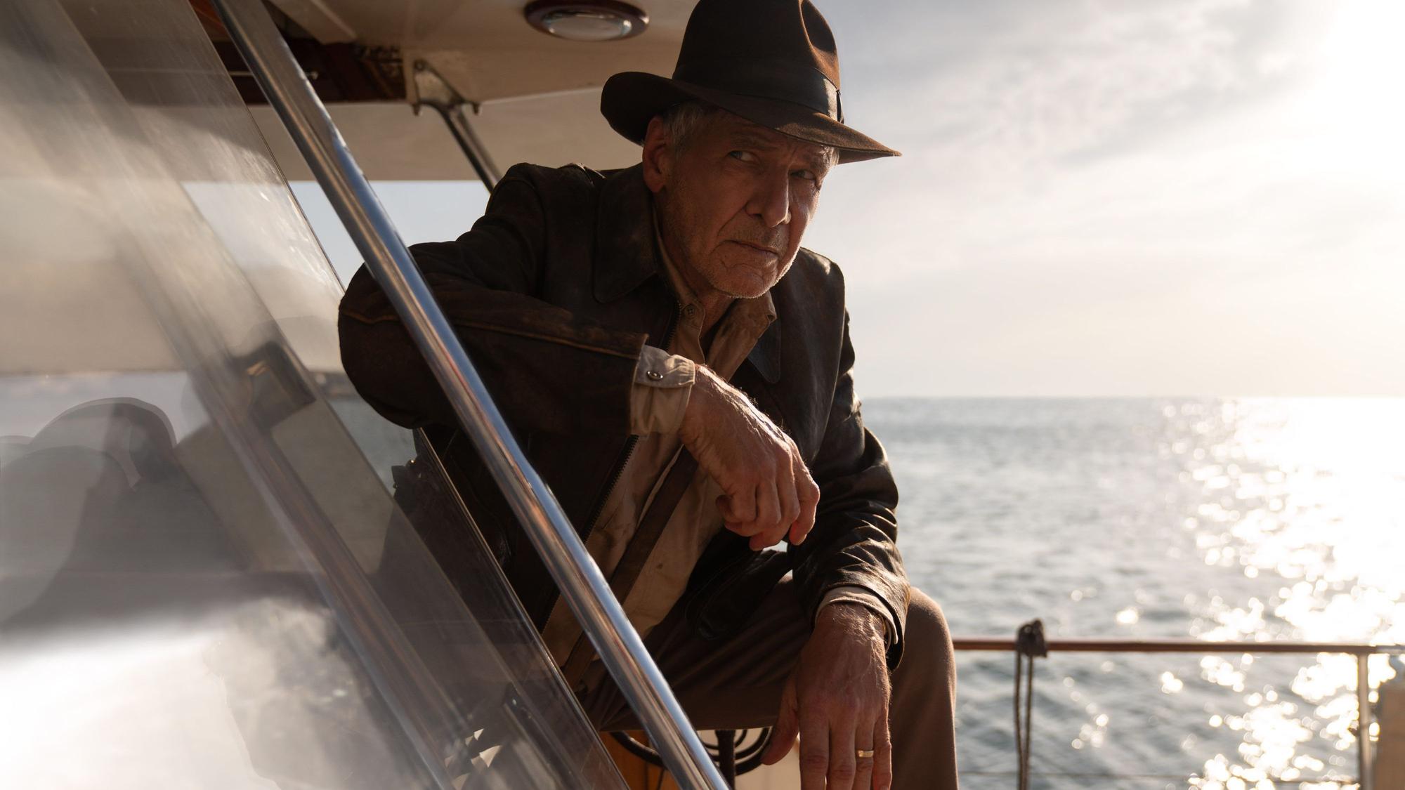 Indiana Jones (Harrison Ford) in einer Szene des Films „Indiana Jones und das Rad des Schicksals“.