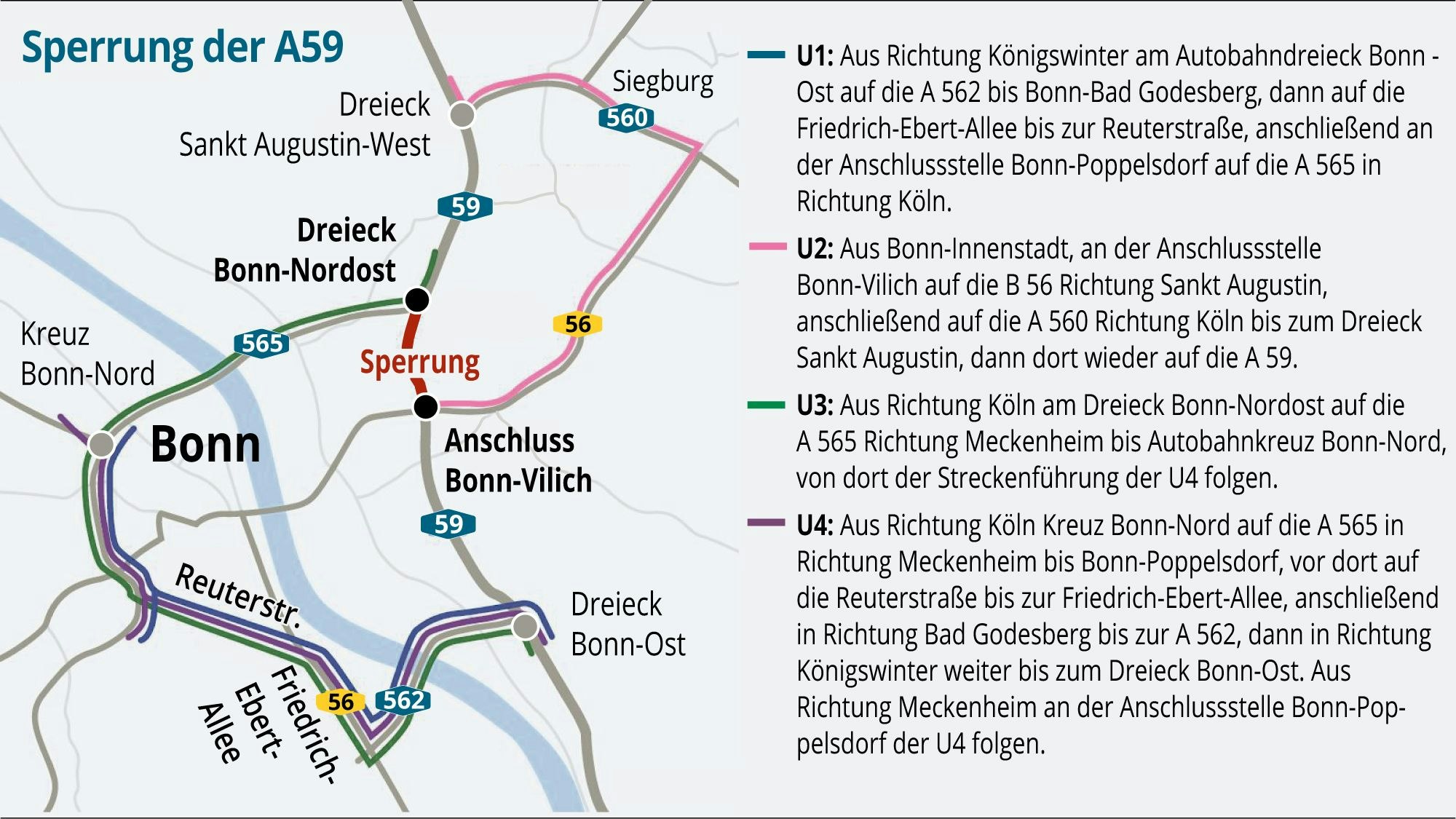 Grafik zur Sperrung der A59.
