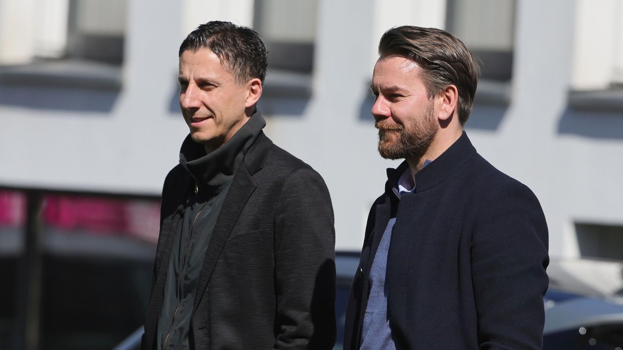 Christian Keller (l.) und Thomas Kessler am Geißbockheim