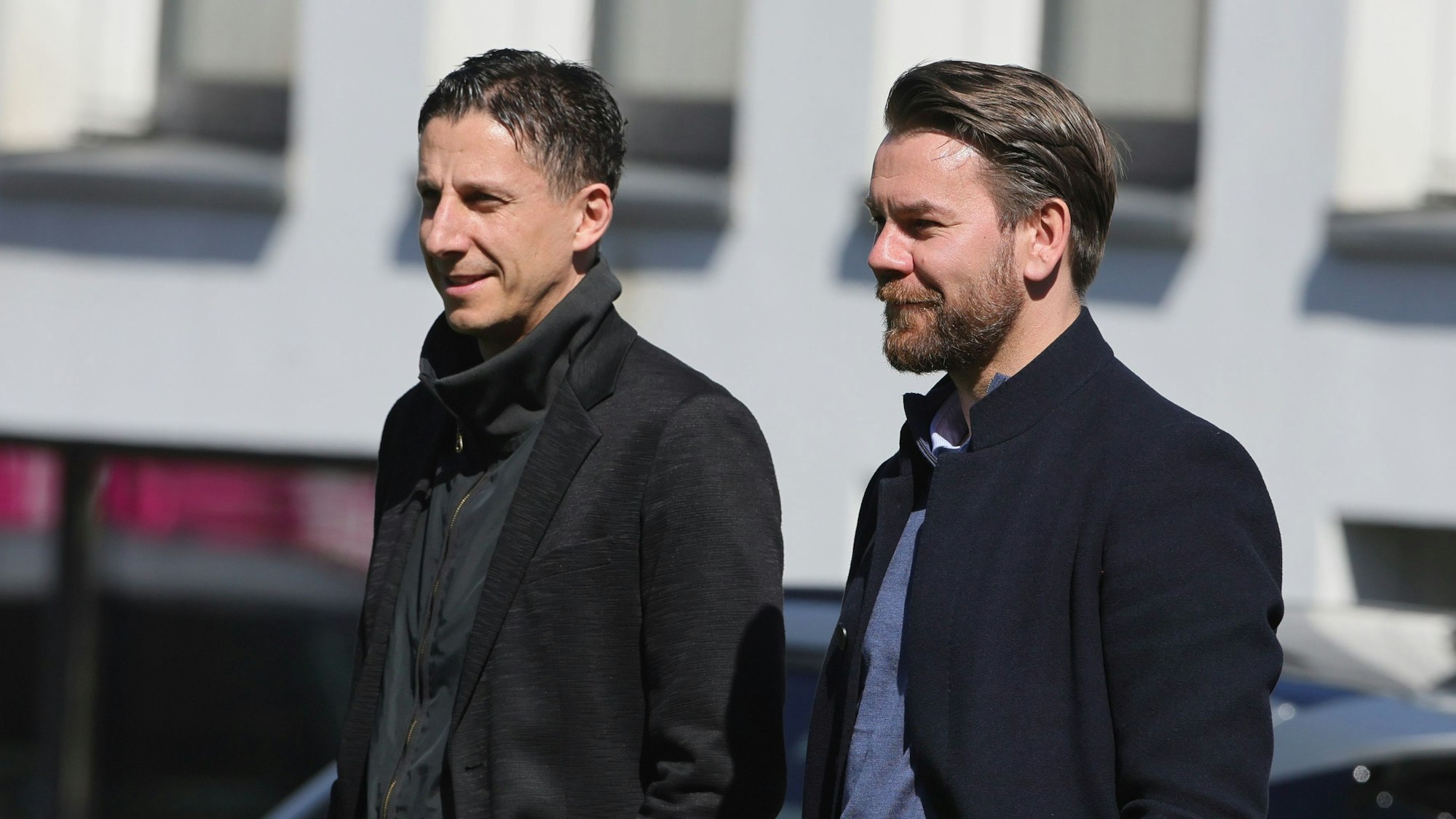 Christian Keller (l.) und Thomas Kessler am Geißbockheim