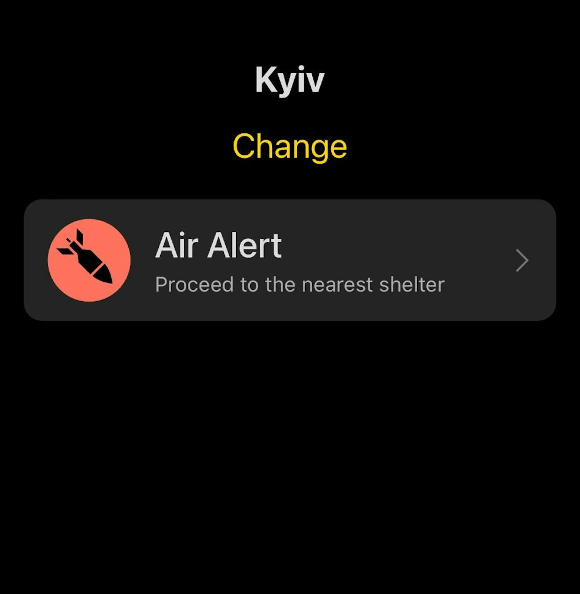 Screenshot vom Smartphone. Auf dem Bildschirm steht „Air Alert“.