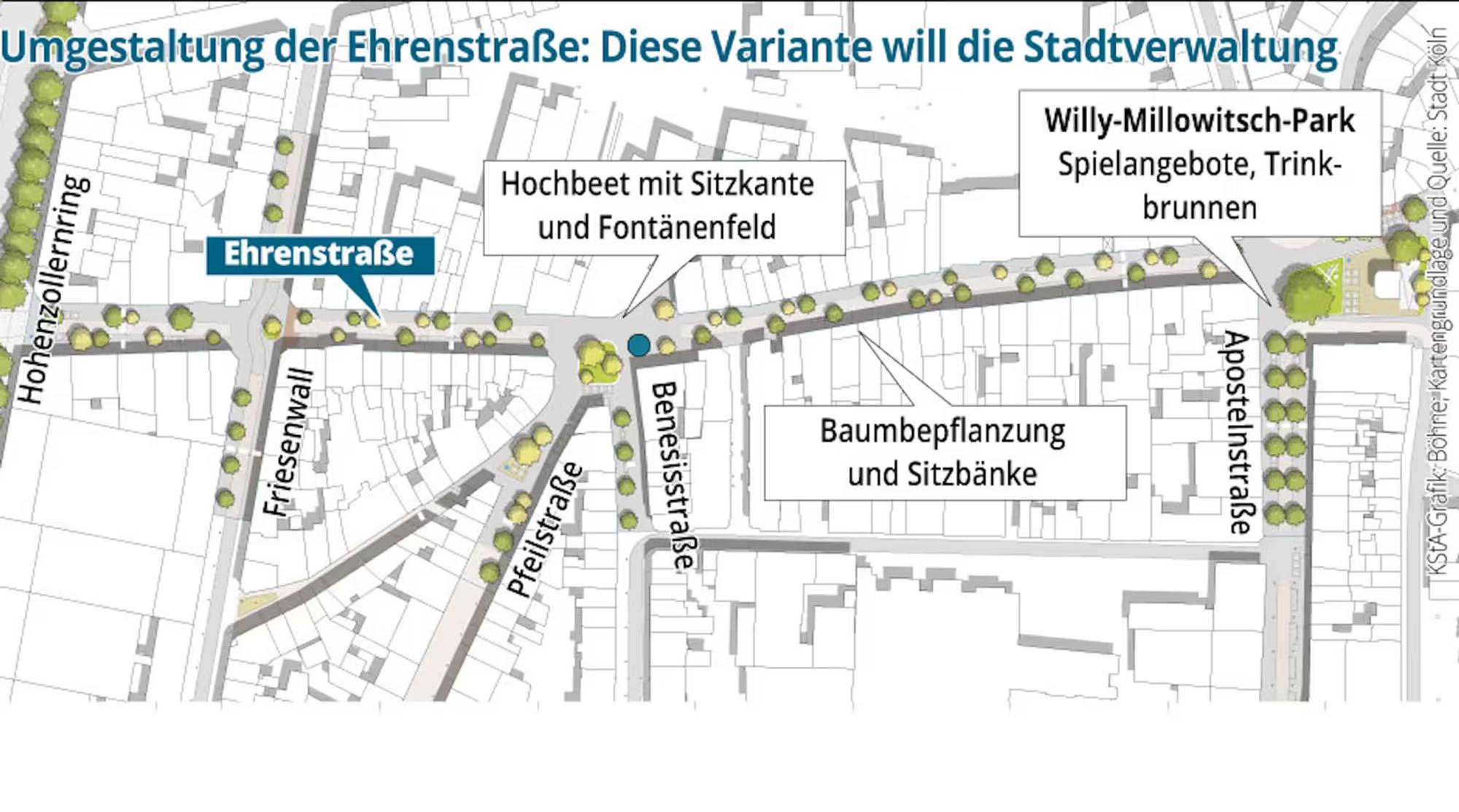 So will die Stadt die Ehrenstraße umgestalten