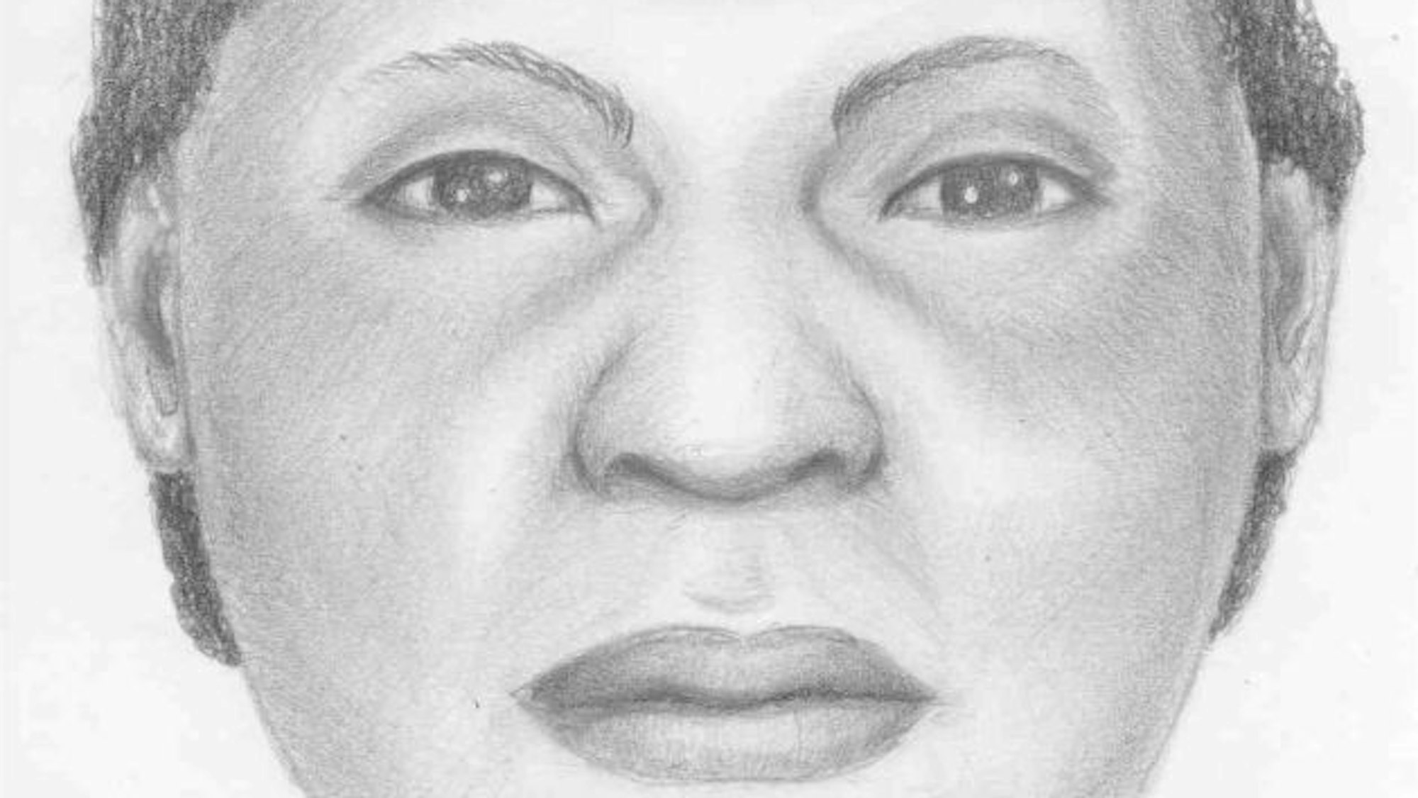 Polizeizeichnung des Gesichts einer Frau, deren Leiche 2001 im Worringer Bruch gefunden wurde.