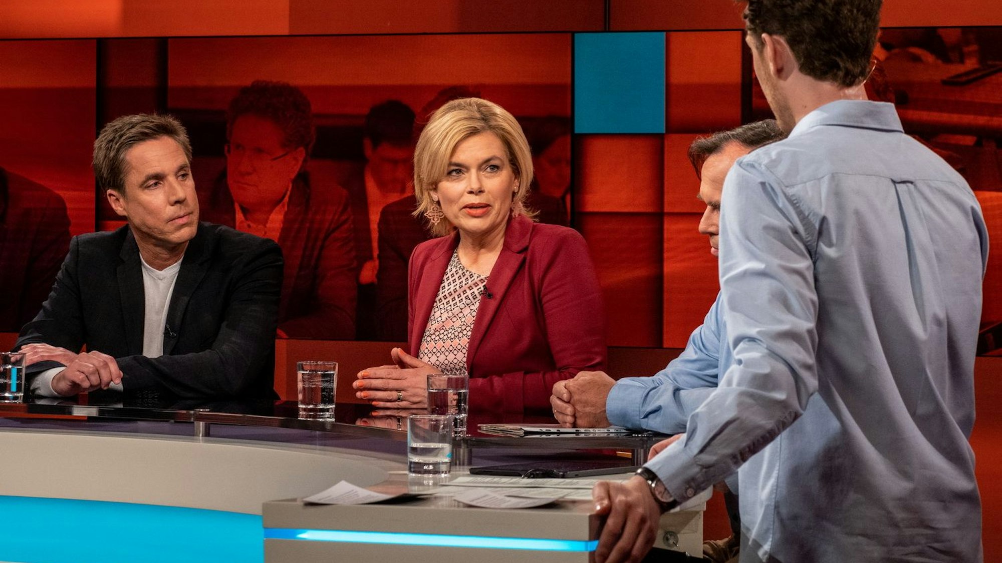 Der Journalist Markus Feldenkirchen (l.), CDU-Politikerin Julia Klöckner und Moderator Louis Klamroth (r.)