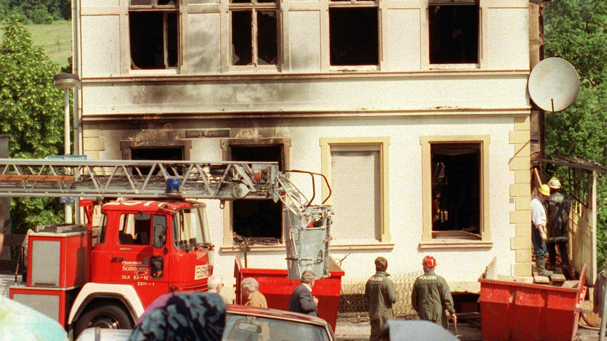 Blick auf die Ruinen des Hauses in der Solinger Innenstadt.