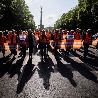 Protest-Welle fürs Klima: Eine Demonstration von Mitgliedern der „Letzten Generation“ in Berlin Ende Mai.