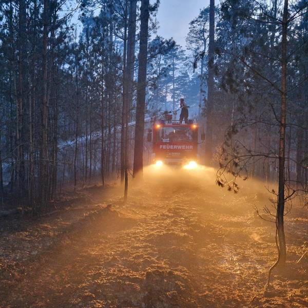 21.05.2023, Joachimsthal: Die Feuerwehr bei Löscharbeiten in Joachimsthal bei Barnim. Die Einsatzkräfte der Feuerwehr in Brandenburg haben am Sonntag mehrere Waldbrände bekämpft.