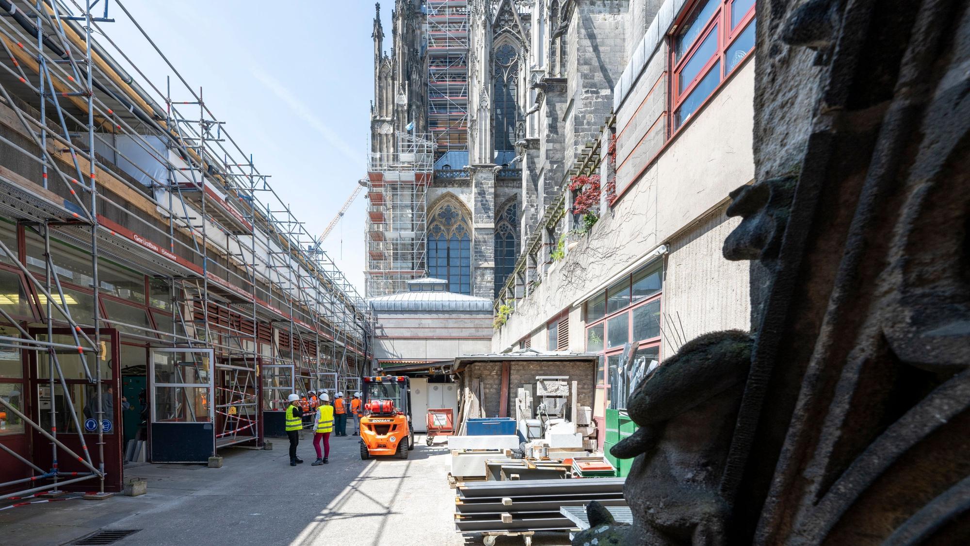 Die Werkstätten der Dombauhütten im Untergrund der Innenstadt sind nass.