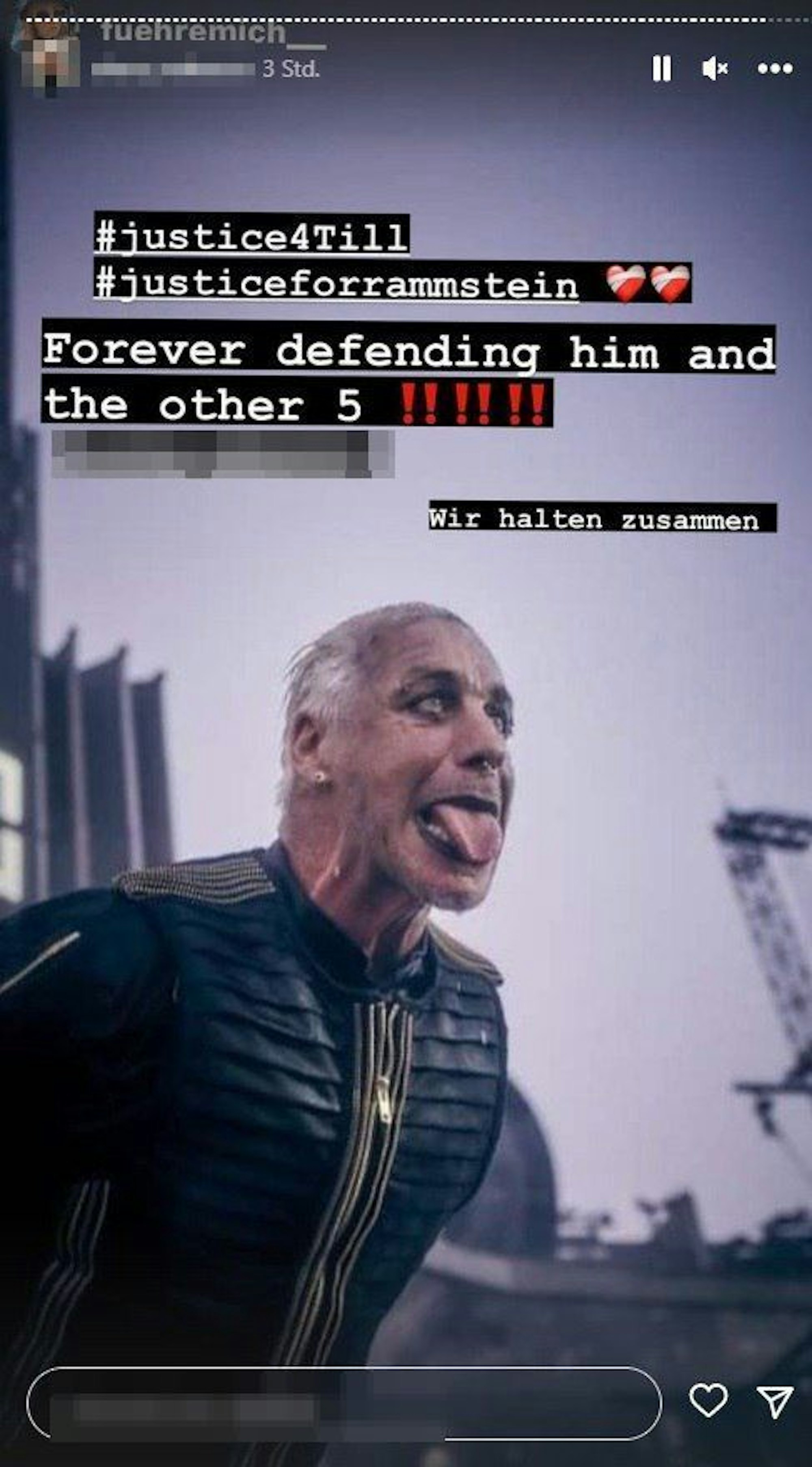 Screenshot einer Instagram-Story der mutmaßlichen „Casting-Direktorin“, sie teilte dutzende Statements von „Row-0“-Fans, die von positiven Erlebnissen mit Rammstein und Till Lindemann berichten.