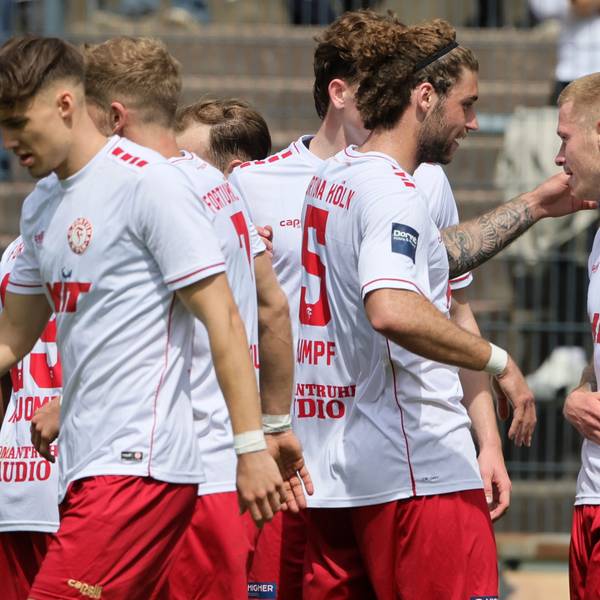 1.FC Köln U23 vs. Fortuna Köln, Regionalliga West, Saison 2022/23, rechts: Torschütze Angelo Langer (Fortuna), 06.05.2023, Bild: Herbert Bucco