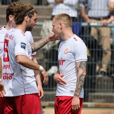 1.FC Köln U23 vs. Fortuna Köln, Regionalliga West, Saison 2022/23, rechts: Torschütze Angelo Langer (Fortuna), 06.05.2023, Bild: Herbert Bucco