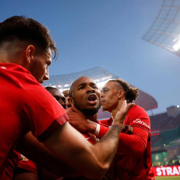 Leipzigs Christopher Nkunku jubelt nach dem 1:0-Führungstreffer im DFB-Pokal-Finale.