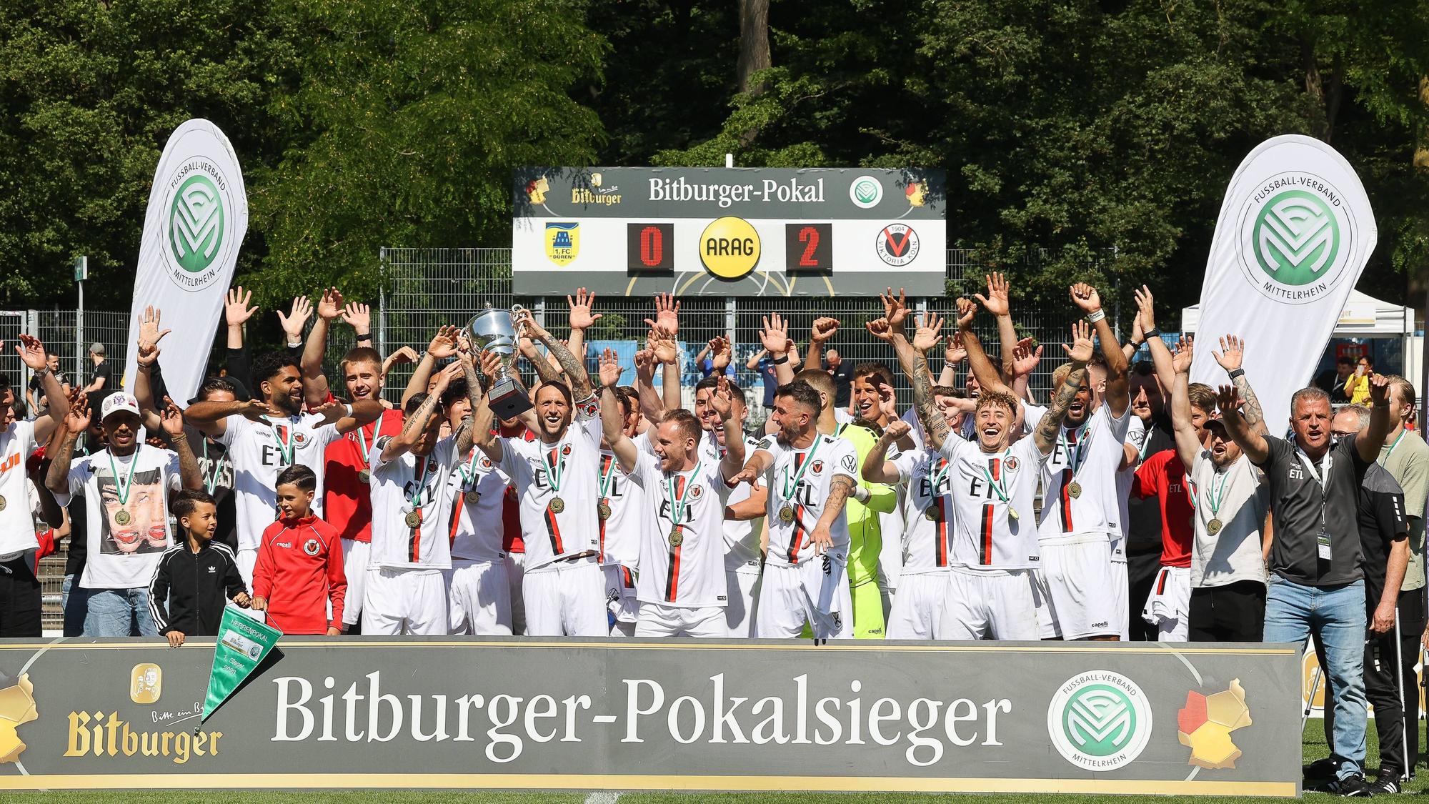 FVM-Bitburger- Pokalsieger 2023: Viktoria Koeln, 1. FC Dueren vs. Viktoria Koeln, Bitburger-Pokal-Finale FV Mittelrhein, Fussball, 03.06.2023, 1. FC Dueren vs. Viktoria Koeln, Bitburger-Pokal-Finale FV Mittelrhein, Fussball, 03.06.2023, Koeln *** FVM Bitburger Cup Winner 2023 Viktoria Koeln, 1 FC Dueren vs Viktoria Koeln, Bitburger Cup Final FV Mittelrhein, Football, 03 06 2023, 1 FC Dueren vs Viktoria Koeln, Bitburger Cup Final FV Mittelrhein, Football, 03 06 2023, Koeln Copyright: xEibner-Pressefoto/JoergxNiebergax EP_JNL