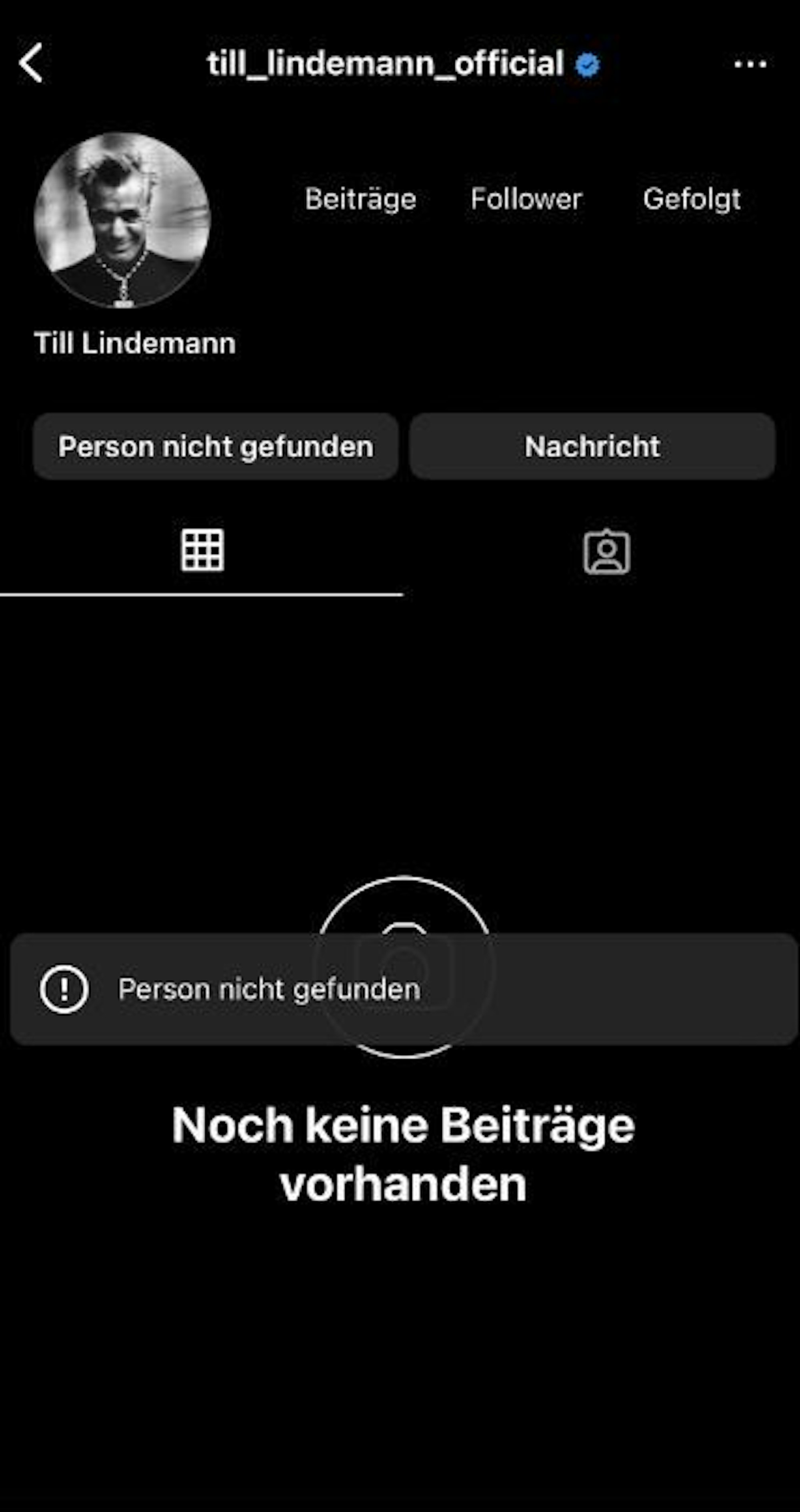Der Instagram-Account von Till Lindemann von Rammstein.