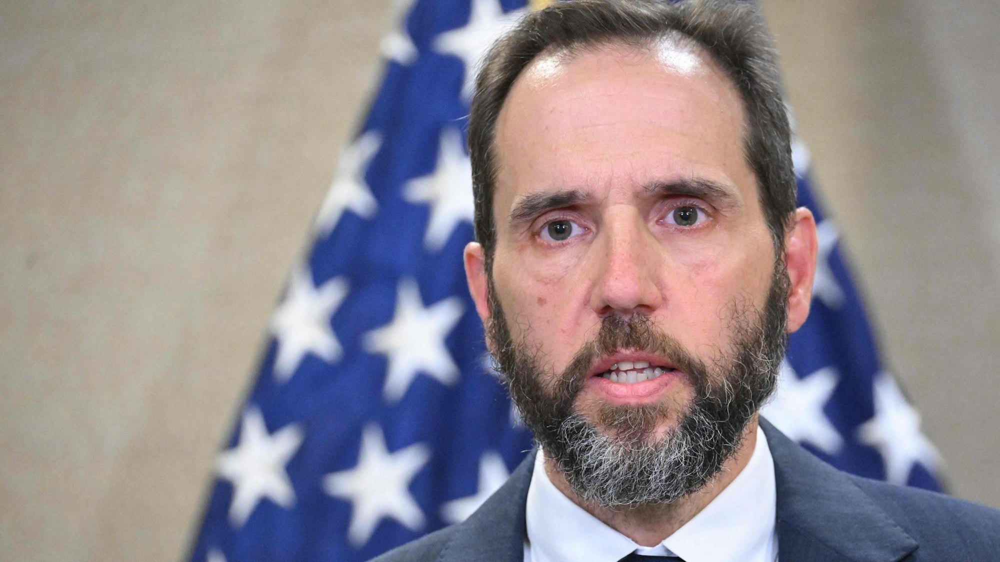 Strafverfolger Jack Smith bei der Vorstellung der Vorwürfe gegen Ex-Präsident Donald Trump am 9. Juni in Washington D.C.