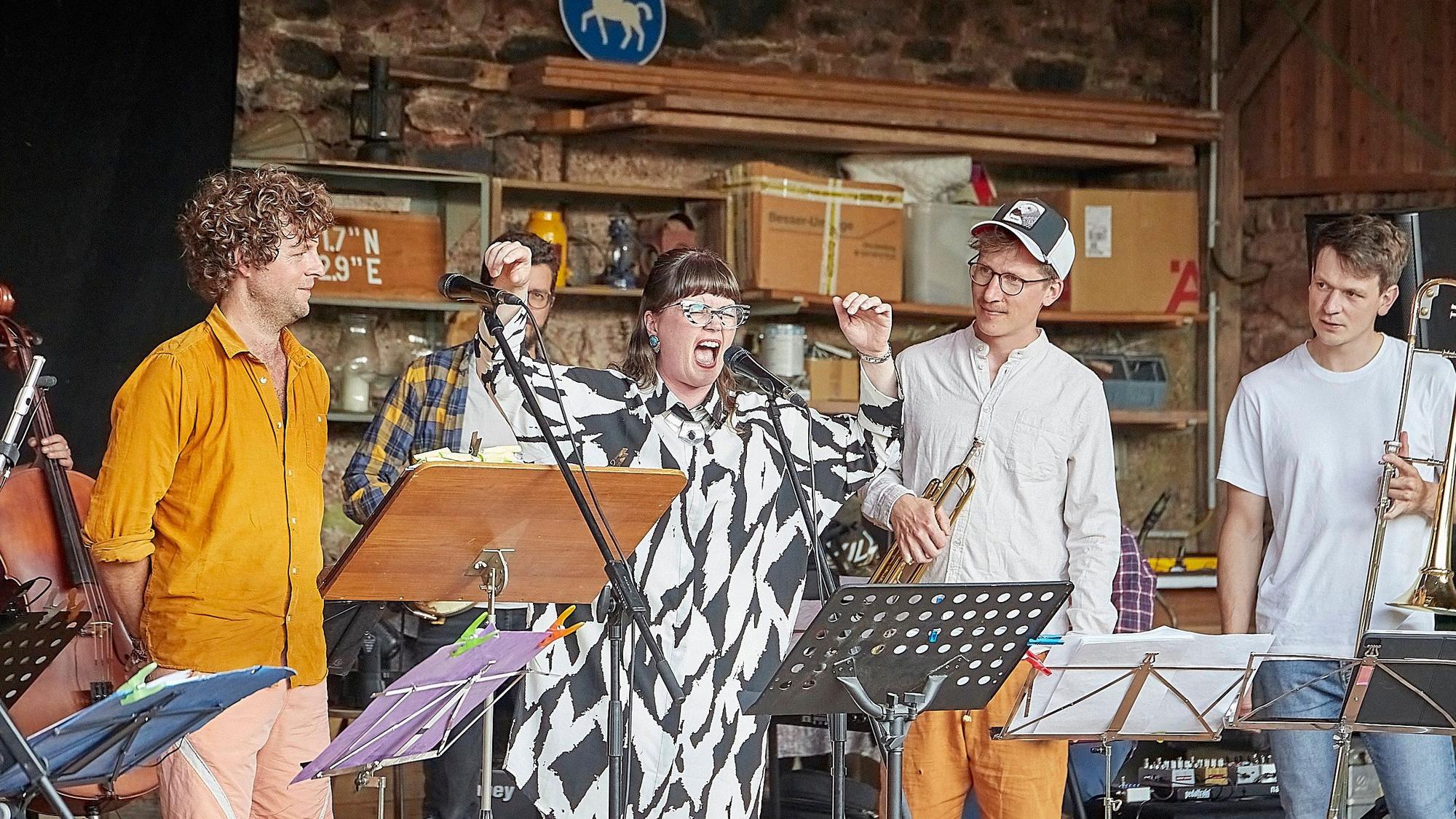 Das Bild zeigt die Musiker der Bigband bei ihrer Aufführung.