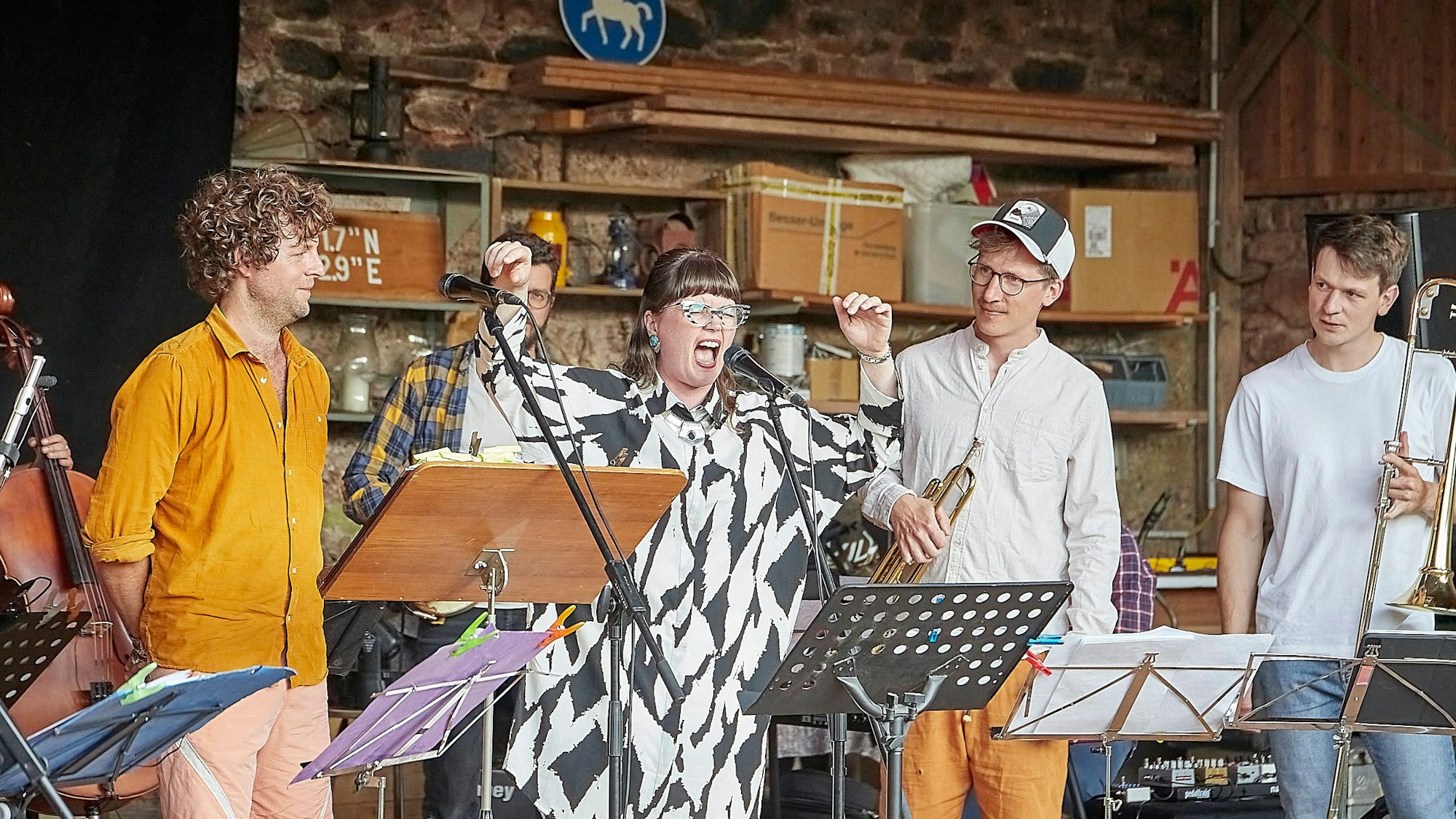 Das Bild zeigt die Musiker der Bigband bei ihrer Aufführung.