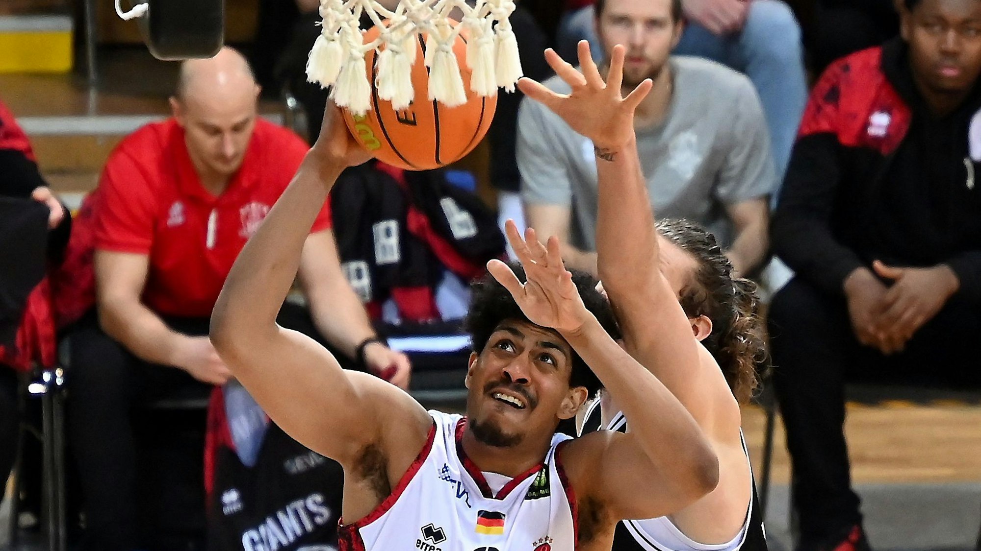 22.01.2023, Basketball-Bayer Giants-Düsseldorf
links: Gabriel de Oliveira (Bayer)
Foto: Uli Herhaus