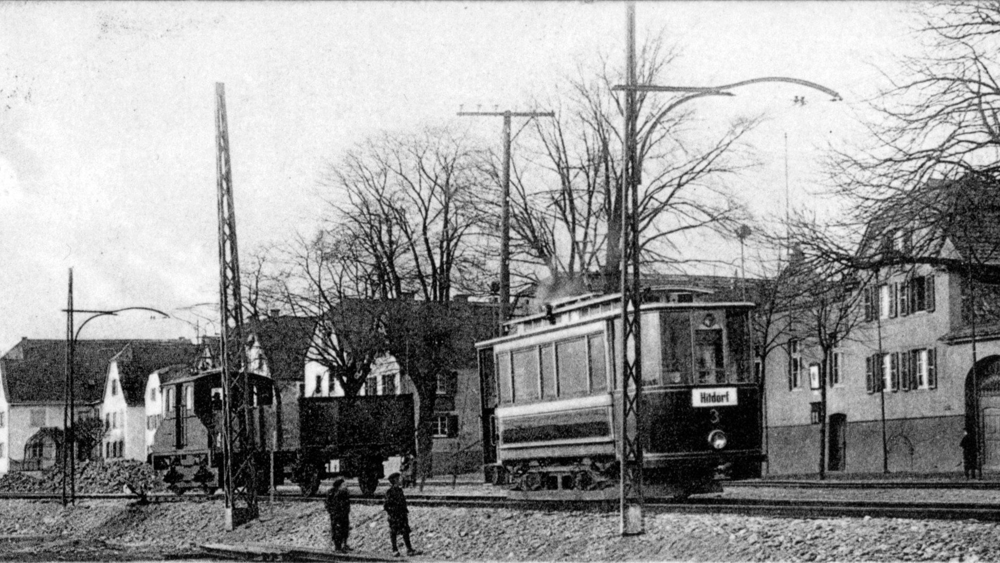 1920: Straßenbahn in Hitdorf.