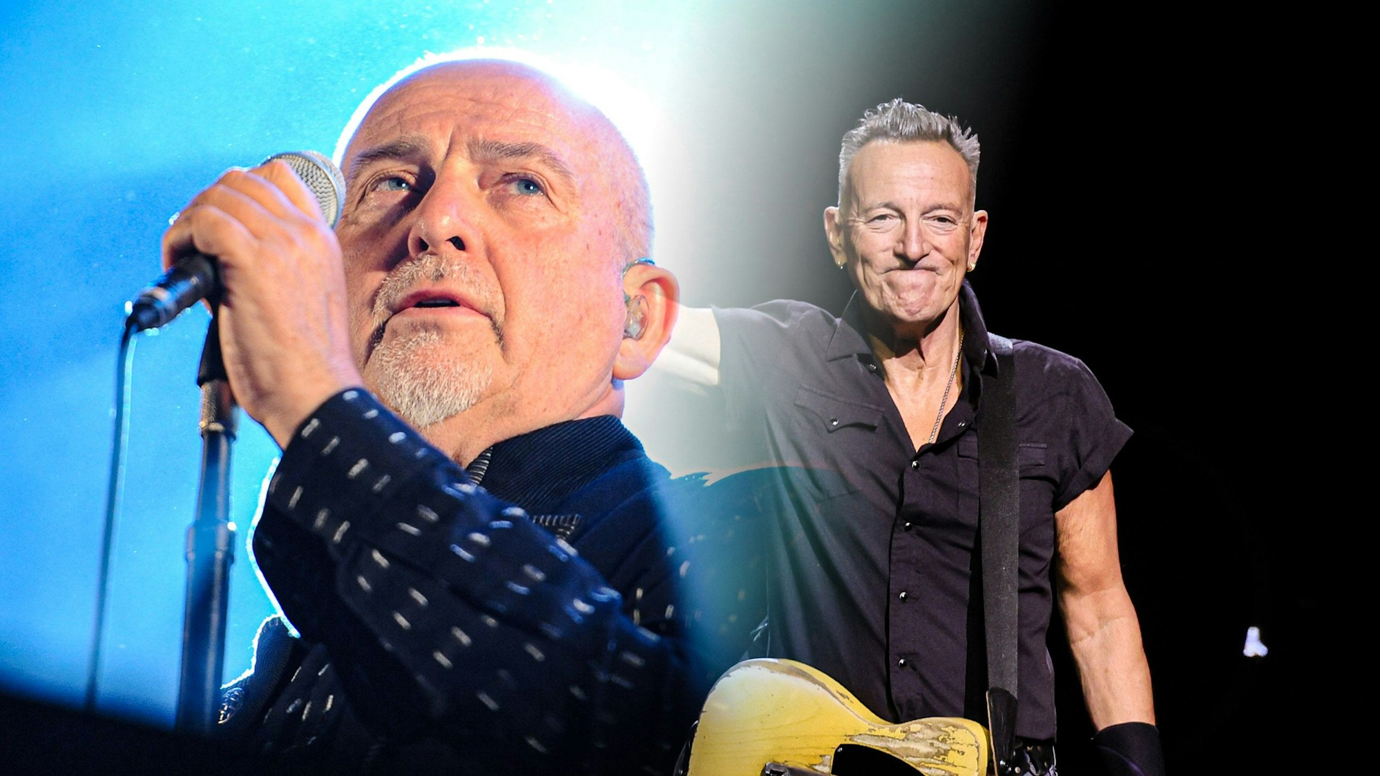 Peter Gabriel und Bruce Springsteen auf der Bühne