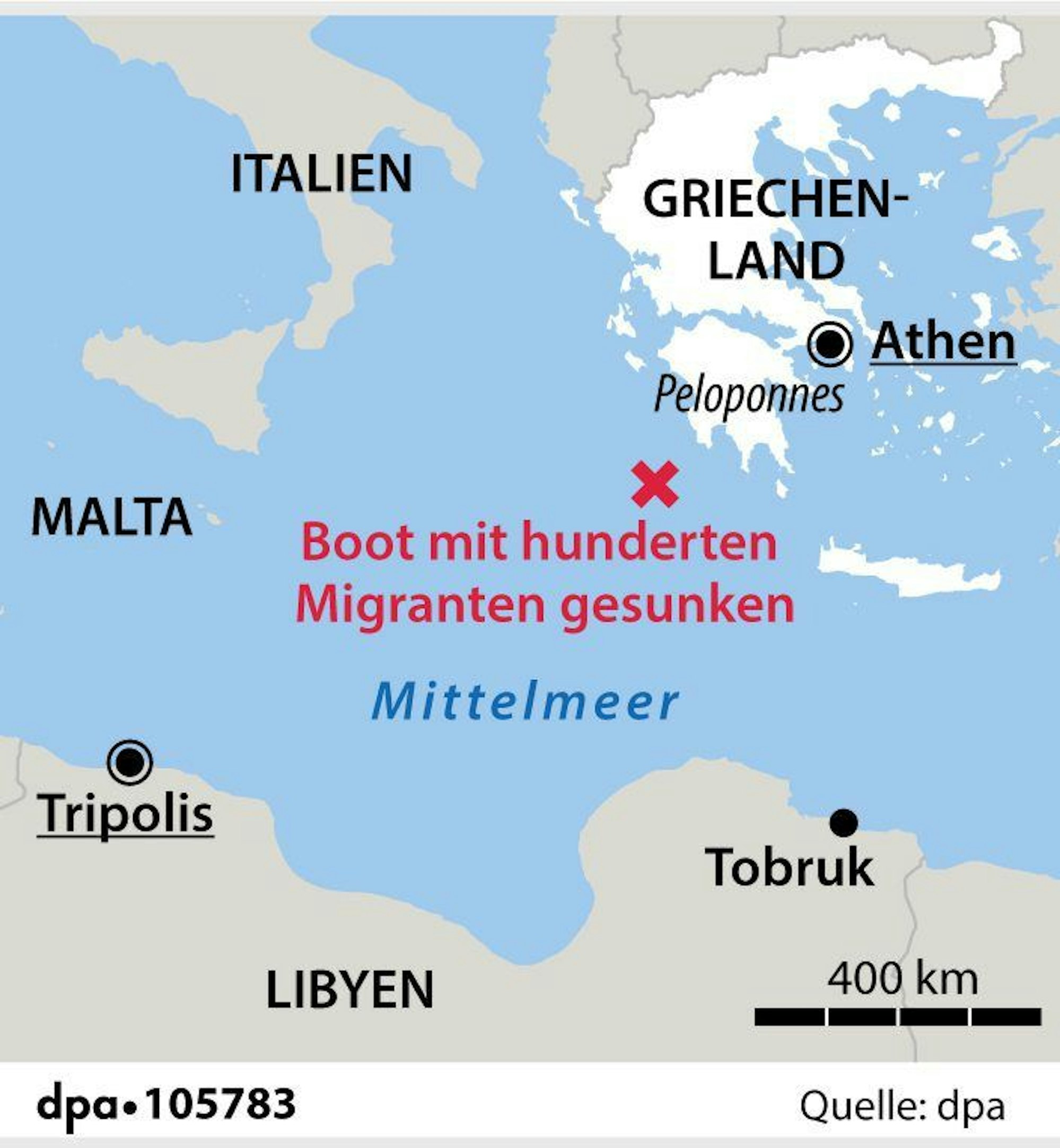 Die Grafik zeigt, wo sich das Boot befand, als es kenterte.