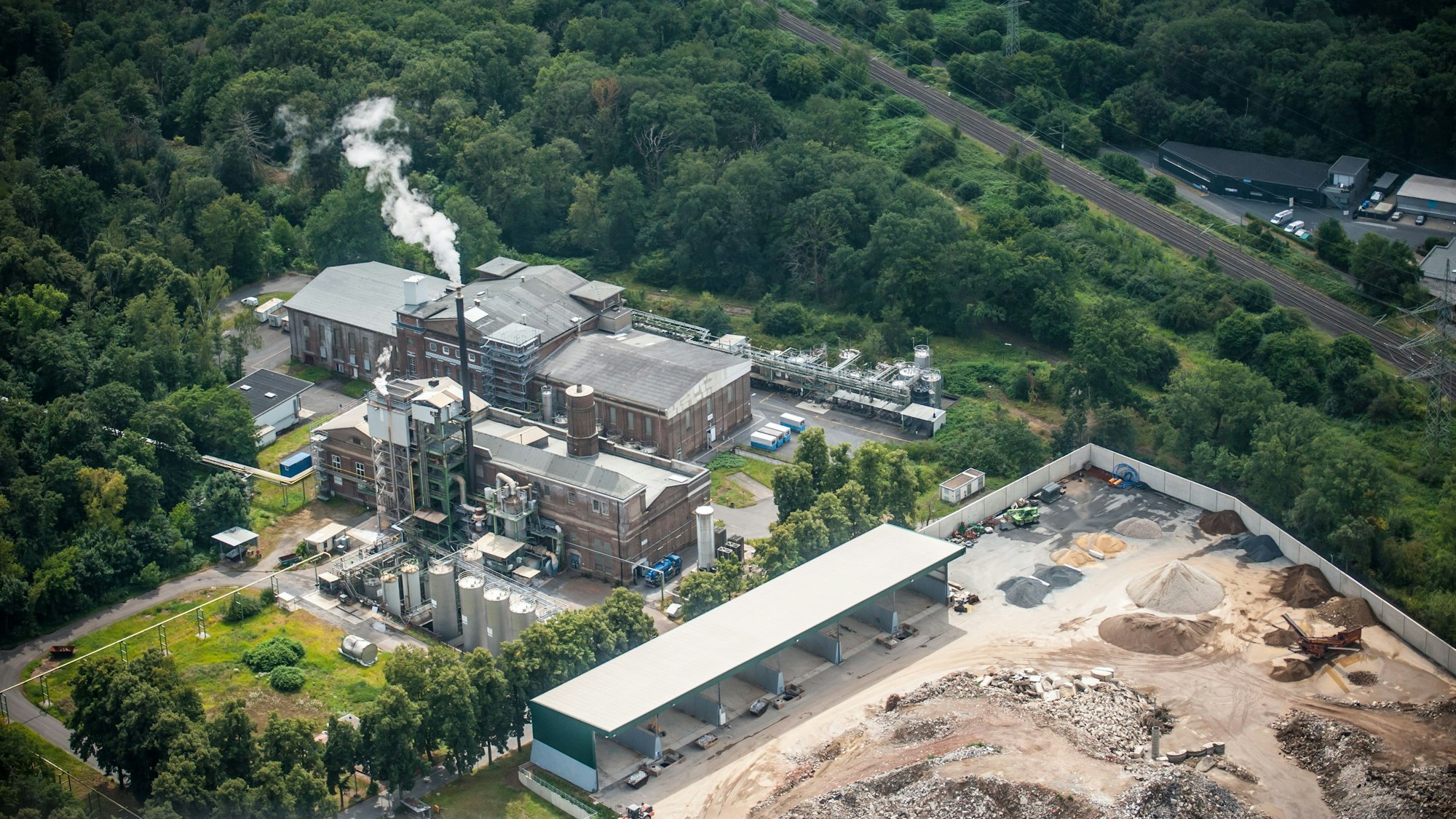 Das Leverkusener Werk von Dynamit Nobel, aus der Luft gesehen