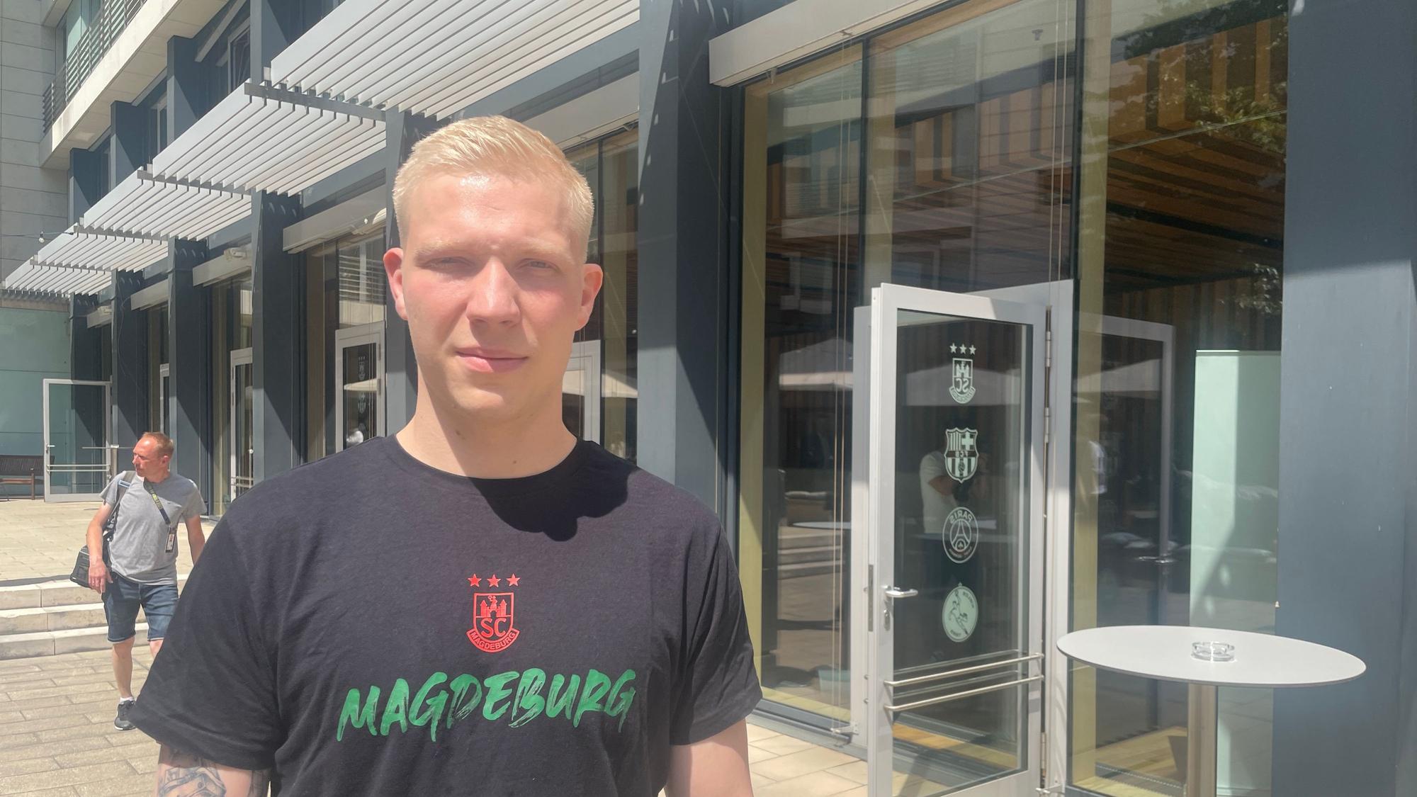 Magnus Saugtrup (SC Magdeburg) beim Media Day vor dem Final Four 2023 in Köln.