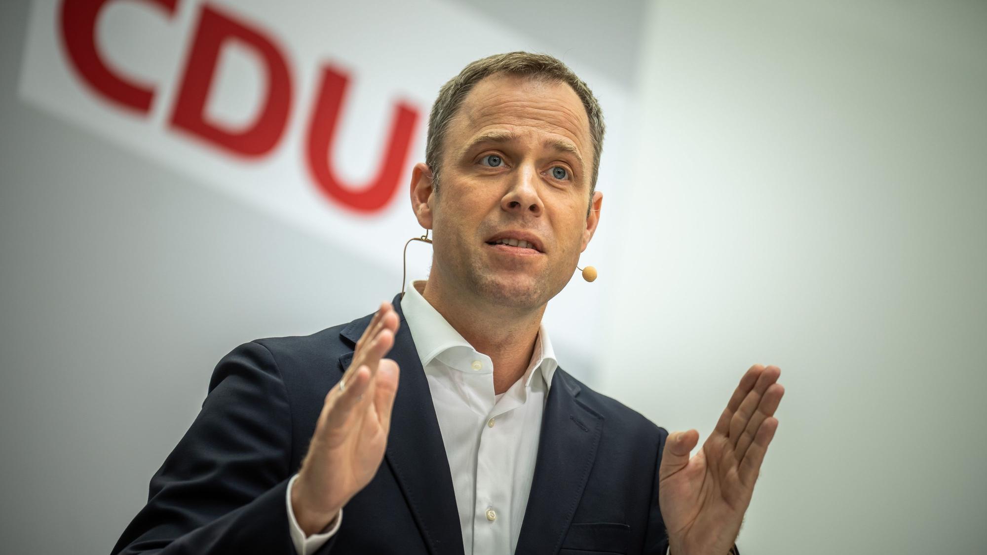 Mario Czaja, CDU-Generalsekretär, stellt in der Parteizentrale, dem Konrad-Adenauer-Haus, eine neue CDU-Kampagne vor.