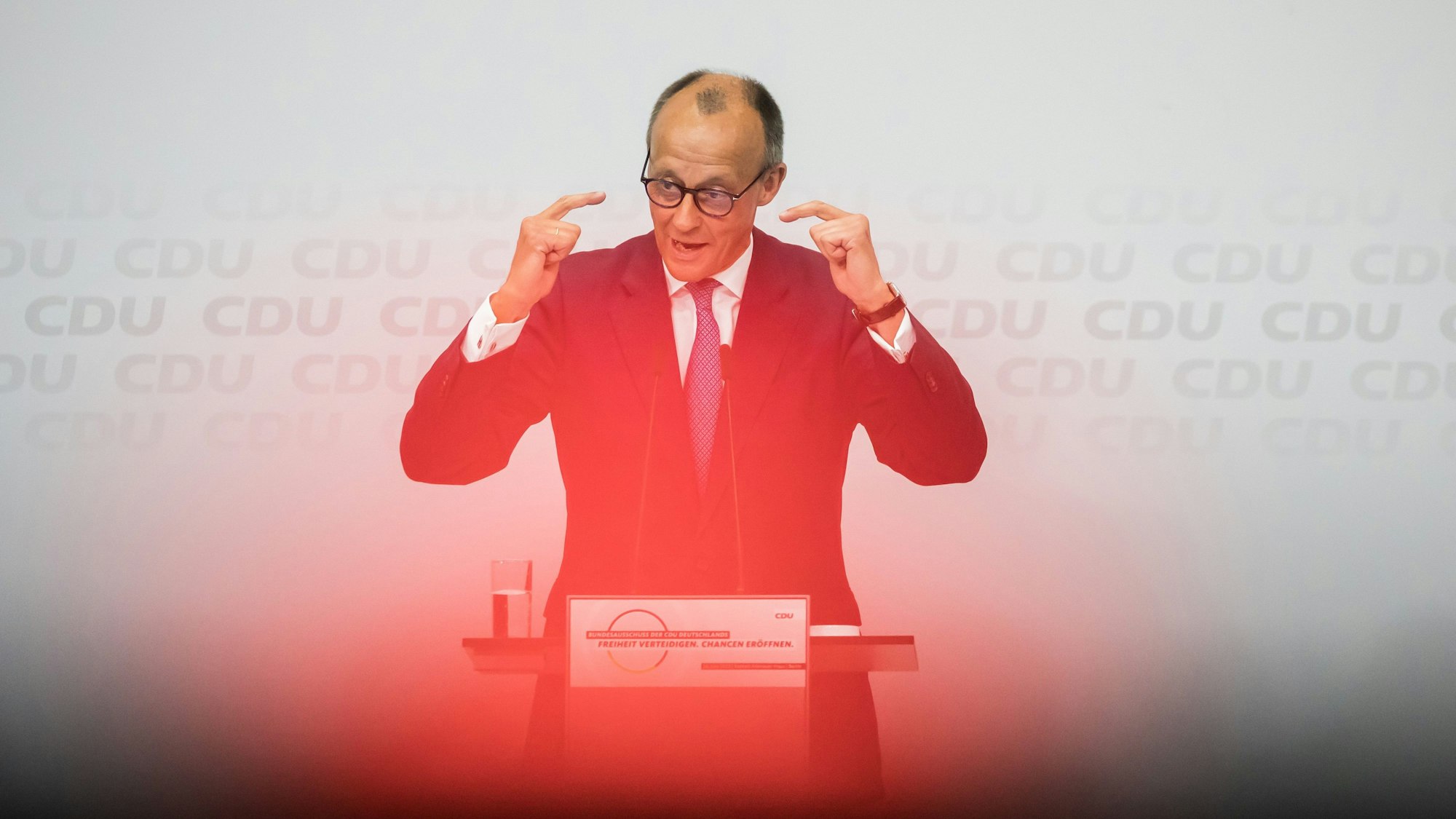 Friedrich Merz, CDU-Bundesvorsitzender, spricht beim CDU-Bundesausschuss im Konrad-Adenauer-Haus.