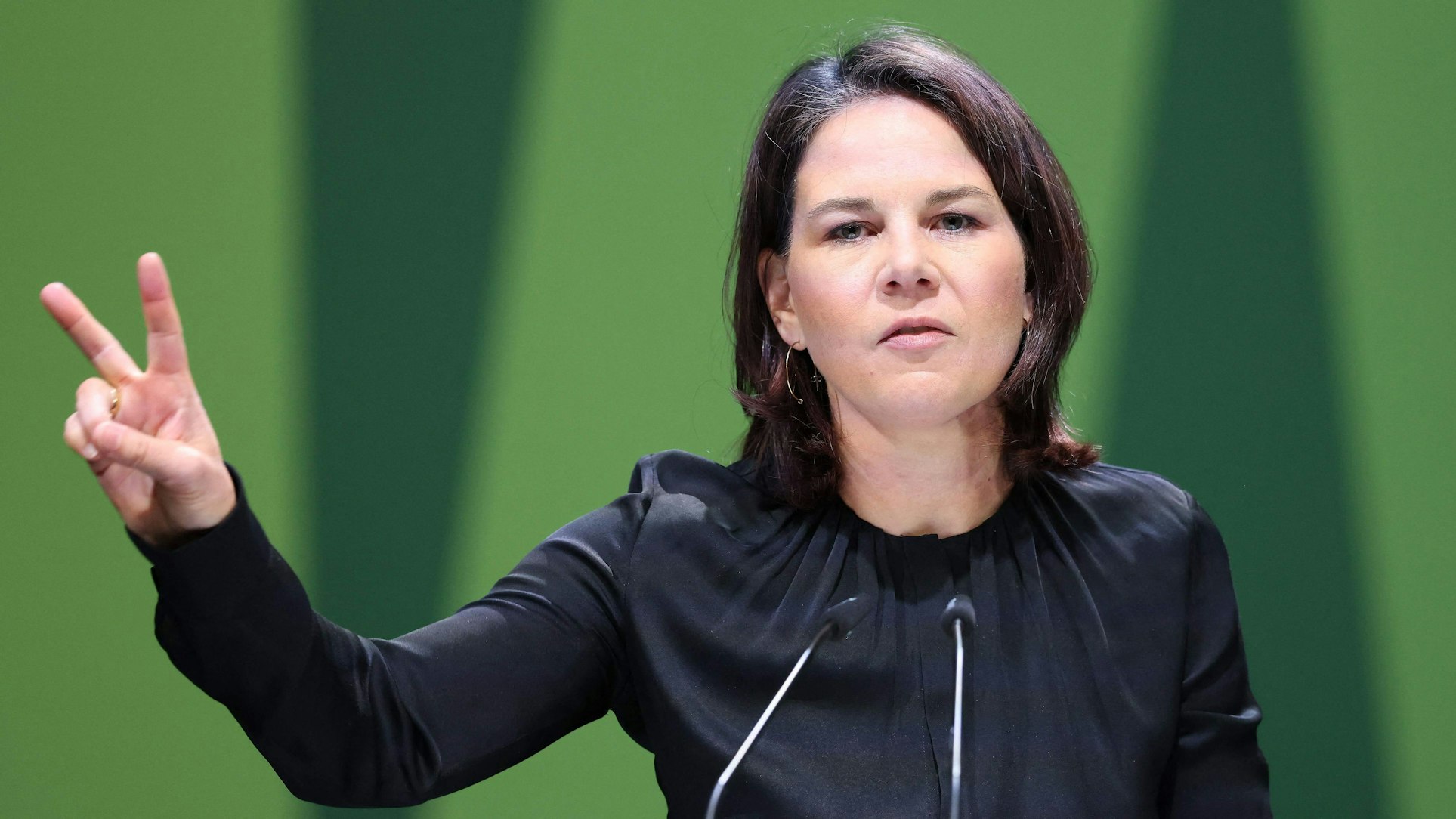 Außenministerin Annalena Baerbock beim Kleinen Parteitag der Grünen in Bad Vilbel.