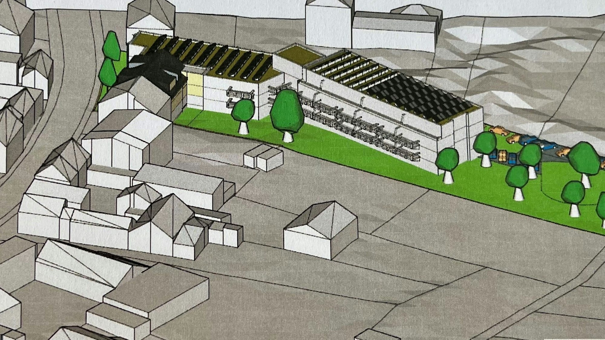 Eine Visualisierung des geplanten Geländes