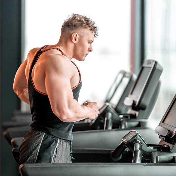 athlete on a treadmill in the gym
