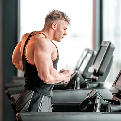 athlete on a treadmill in the gym