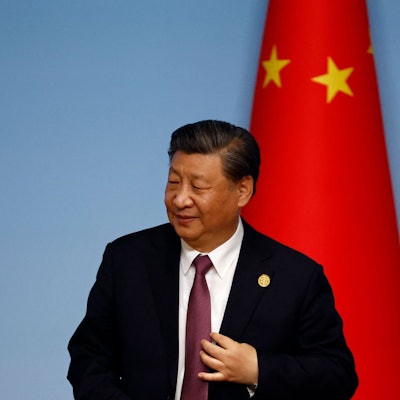 Chinese President Xi Jinping leaves at the end of a joint press conference during the China-Central Asia Summit in Xian, in China's northern Shaanxi province on May 19, 2023. (Photo by FLORENCE LO / POOL / AFP)