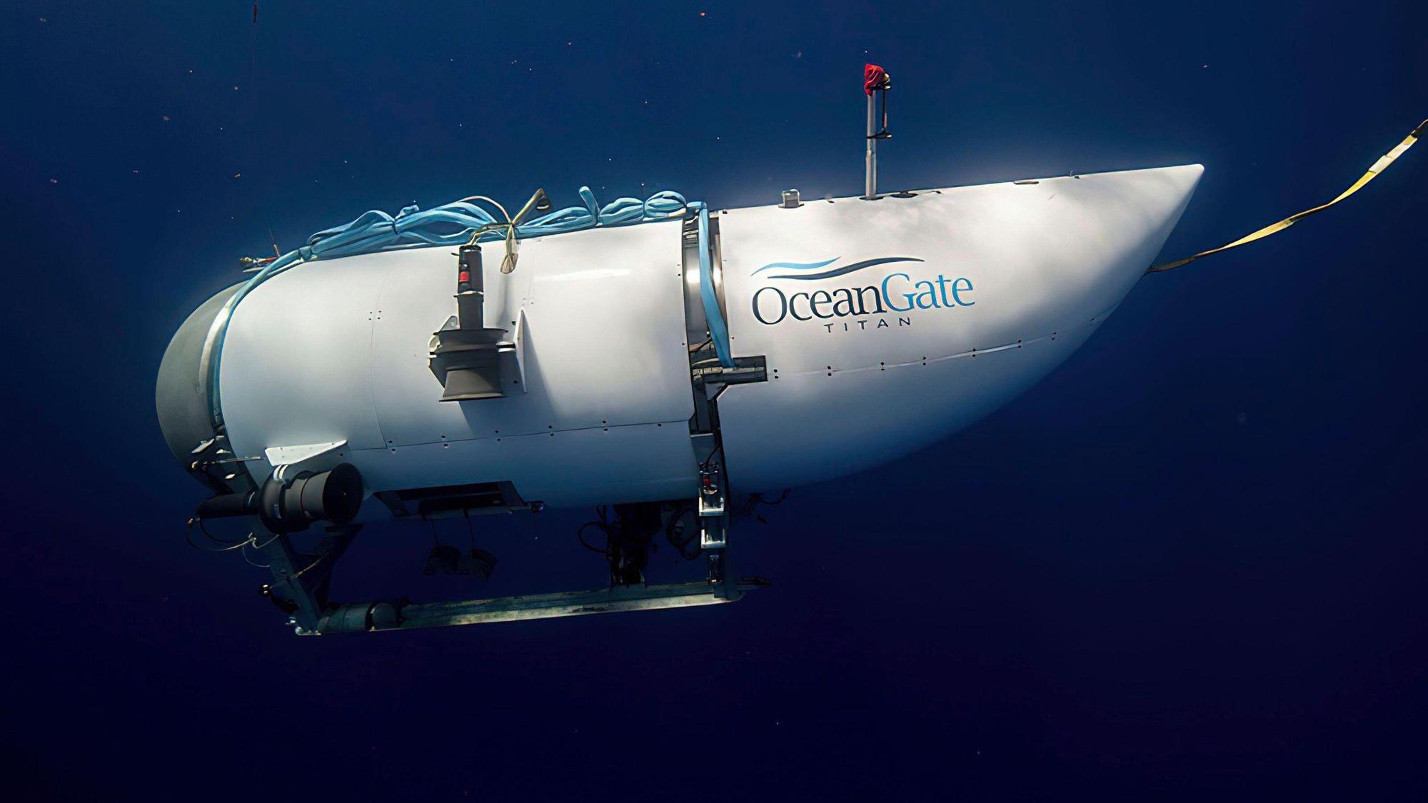 Diese von OceanGate Expeditions zur Verfügung gestellte undatierte Aufnahme zeigt das „Titan“-U-Boot des Unternehmens. Im Nordatlantik suchen Rettungskräfte fieberhaft nach dem Tauchboot, das mit fünf Insassen auf dem Weg zum berühmten Wrack der „Titanic“ war.